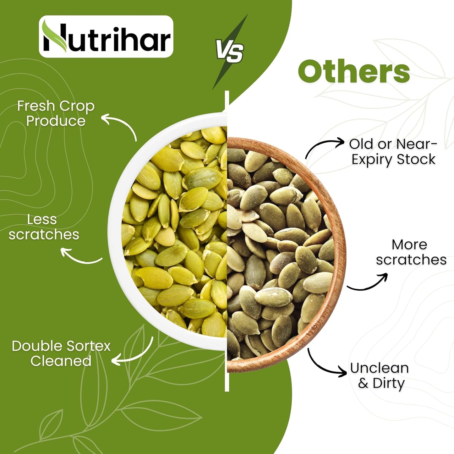 Nutrihar Raw Pumpkin Seeds 100g | Unpolished, AAA Grade | Protein & Fibre Rich Superfood