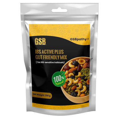 GSBPATHY IBS Active Plus Gut Friendly Mix 250g | Dry Fruits Nuts Seeds Blend with Blueberries, Cranberries, Dried Figs, Almonds, Cashews & Pumpkin Seeds | Fiber Rich Snack for Digestive Wellness