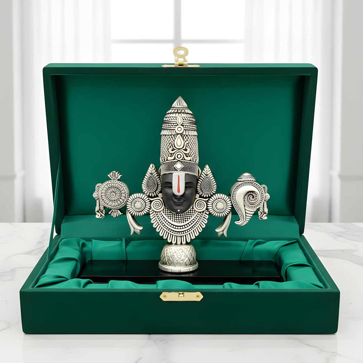 Dev Aastha  999 Silver Plated Balaji Statue | 4-Inch Divine Vastu Table Decor for Pooja Room & Prayer Room | Auspicious Lord Venkateswara Idol & Religious Gifting Item