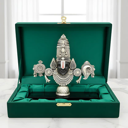 Dev Aastha  999 Silver Plated Balaji Statue | 4-Inch Divine Vastu Table Decor for Pooja Room & Prayer Room | Auspicious Lord Venkateswara Idol & Religious Gifting Item