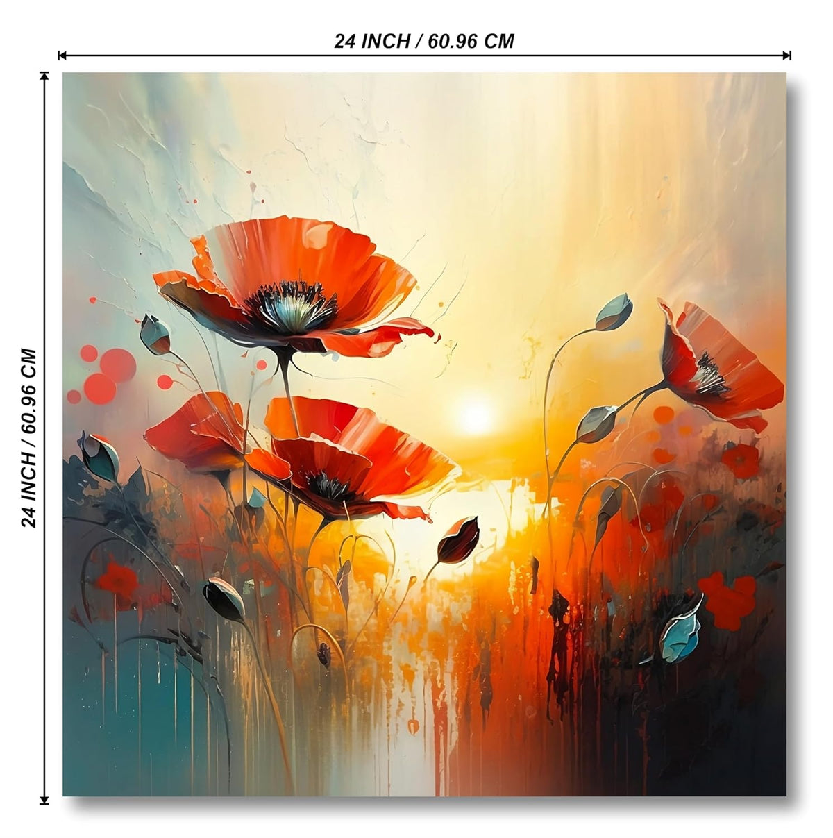 flower modern art canvas home decor wall paintings with frame painting for living room wall decoration office 24 inch x 24 inch CR-280