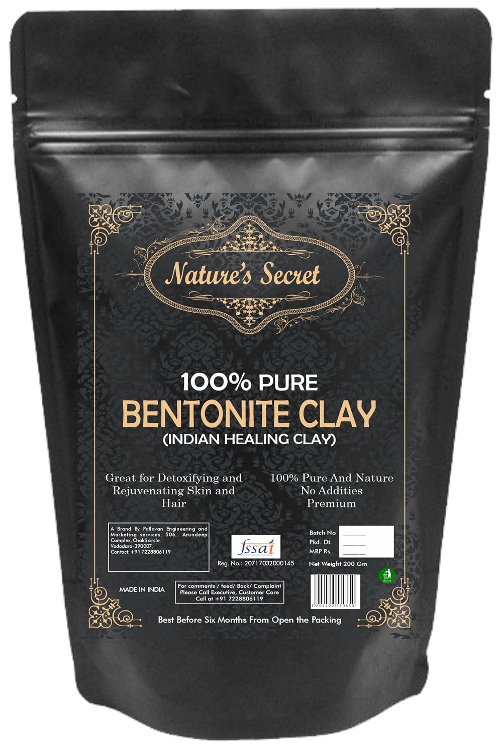 Nature's Secret Bentonite Clay Powder Organic for Clay Mask Detox, Brown, 250 g