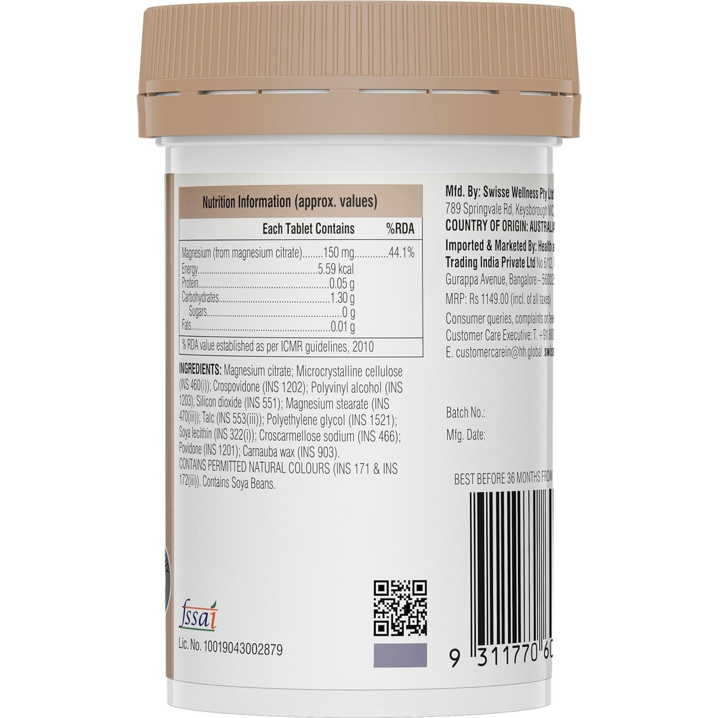 Zephivo Swisse Magnesium For Muscle Recovery, Sound Sleep & Stress Relief - Australia's No. 1 Magnesium Supplement, Manufactured In Australia - Supports Relaxing, Calming & Muscle Regenerative Sleep - 60 Tablets (1 Tablet Per Serving)