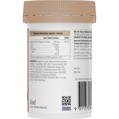 Zephivo Swisse Magnesium For Muscle Recovery, Sound Sleep & Stress Relief - Australia's No. 1 Magnesium Supplement, Manufactured In Australia - Supports Relaxing, Calming & Muscle Regenerative Sleep - 60 Tablets (1 Tablet Per Serving)