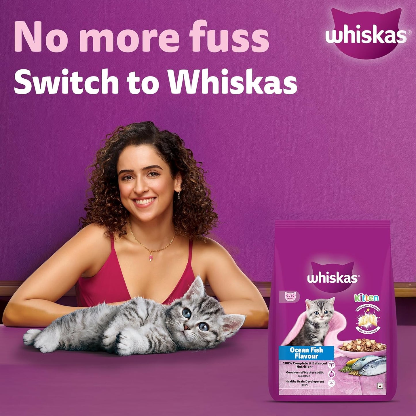 Whiskas Junior Mother Cat & Kitten (2-12 Months) Dry Cat Food, Ocean Fish Flavour, 1.1 kg, Contains 41 Essential Nutrients, Complete & Balanced Nutrition for Mother Cats & Kittens