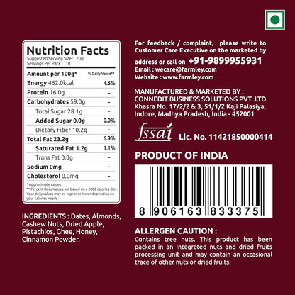 Farmley Classic Date Bites & Apple Pie Date Bites Tin Jar 200g X 2 I Dates Barfi Made with Dates, Pista, Cashews, Almonds, Honey and Pure Ghee I Dry Fruits Nuts