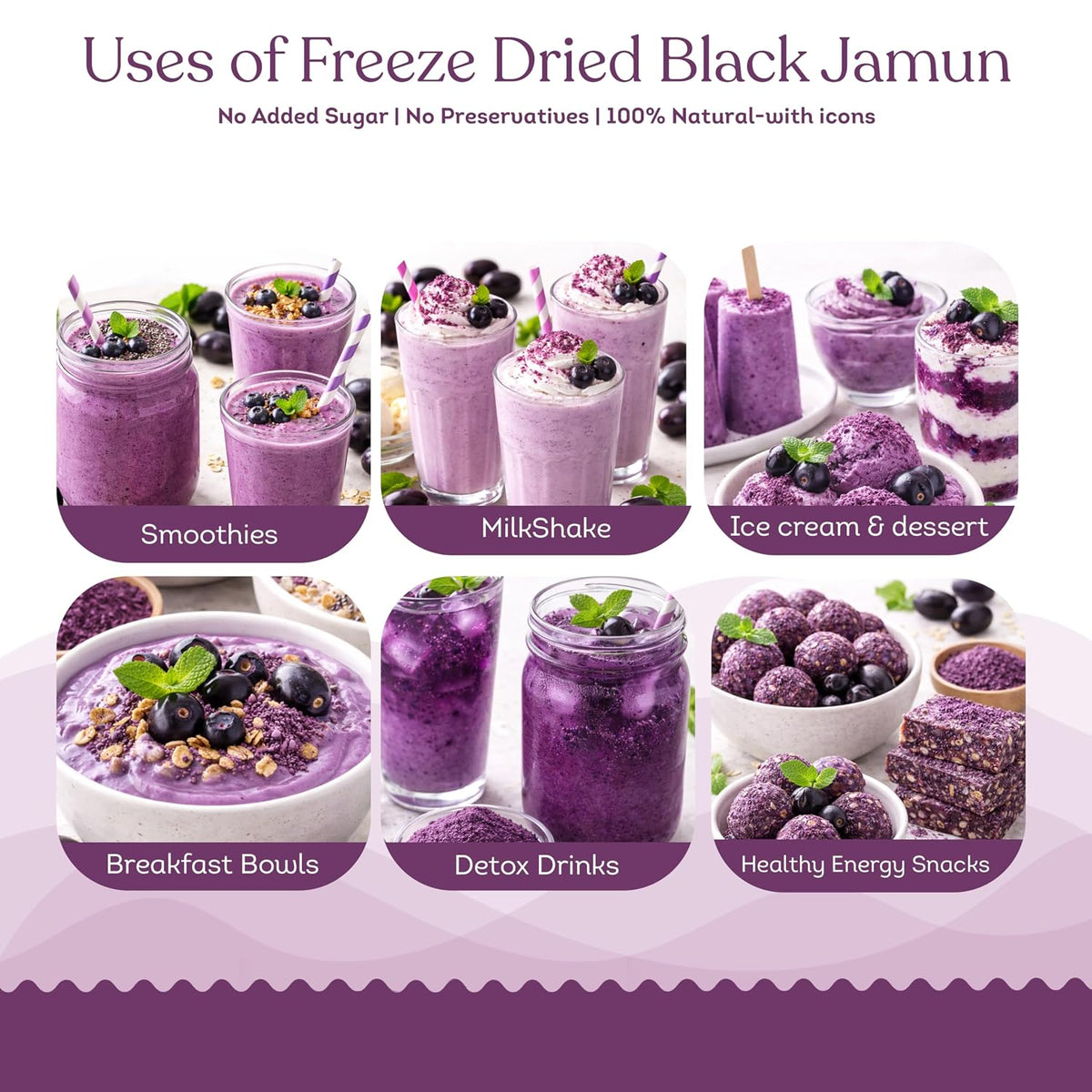 Nectar Superfoods Freeze Dried Black Jamun Powder- 80 grams Jar-Pack of 1 Nos | 100% Natural | No Added Sugar, Preservative-Free & Vegan | Processed in India