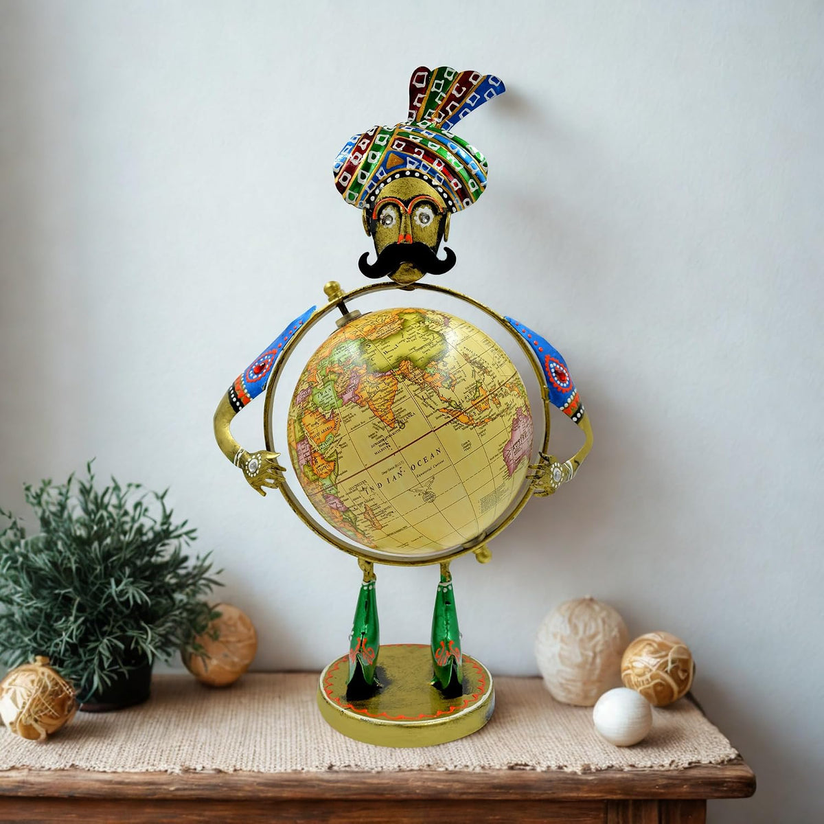 Home and Office Decorative Globe Metal Rajasthani Home Decor Items for Living Room Show Piece, Decor and Gift for Living room, Bedroom, Showcase, Office Desk, Interior