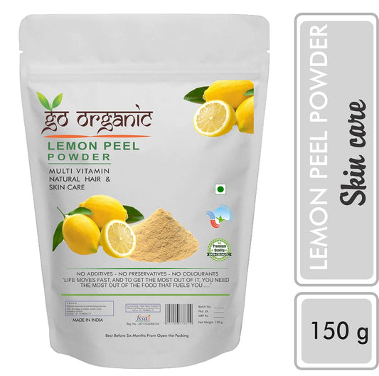 Go Organic Lemon Peel Powder (Citrus Limonum) for Face Cleanser & Skin Whitening | Skin Exfoliant for Glowing Skin, Acne, Pigmentation & Dark Spots (150 Gm)