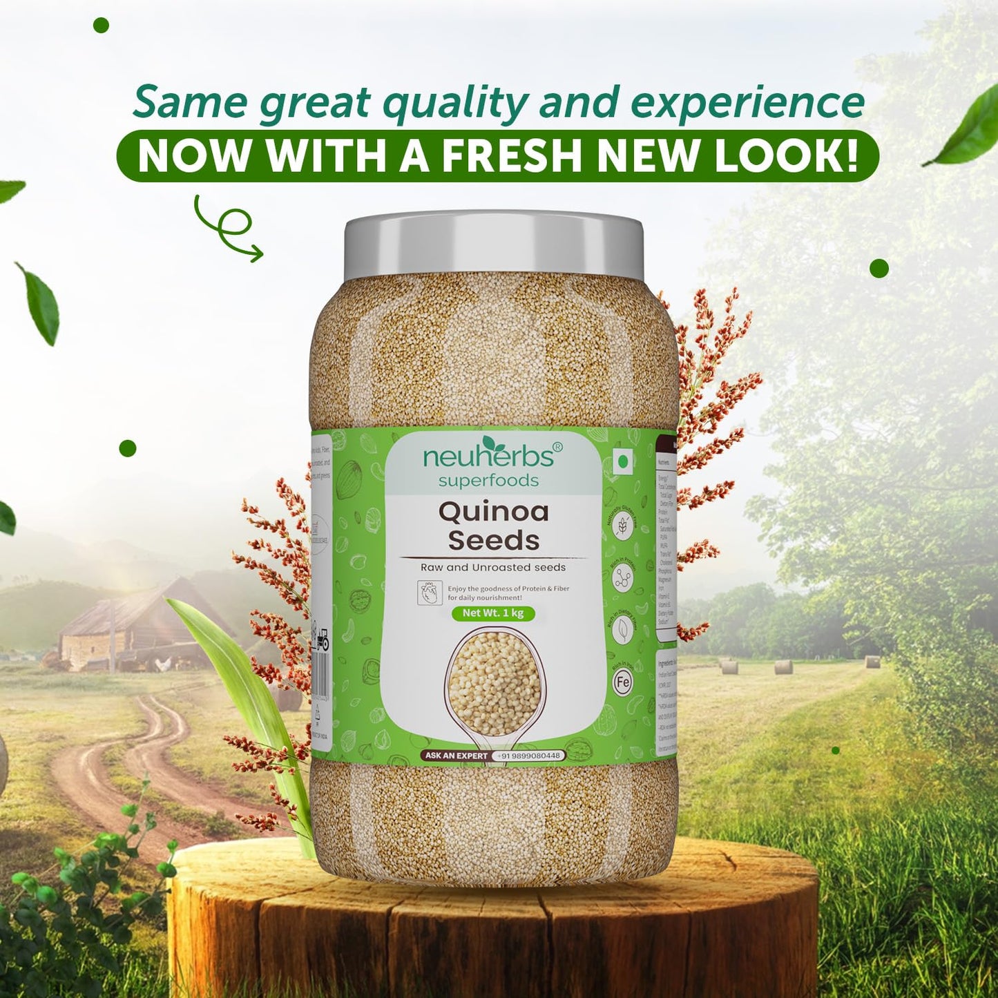 Neuherbs Raw & Unroasted Quinoa Seeds 1 Kg | Rich in Protein, Fiber & Iron | Supports Heart & Bone Health | Helps In Weight Management | Naturally Gluten Free