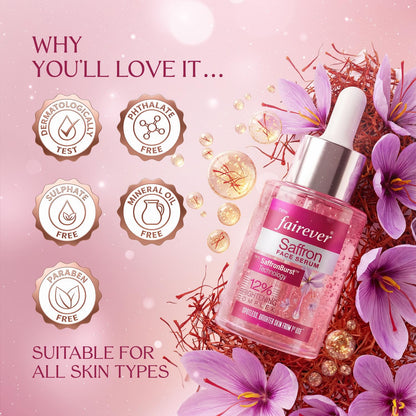 Fairever Saffron Face Serum | 12% Brightening Complex | Niacinamide, Alpha Arbutin & SaffronBurst | Reduces Dark Spots & Pigmentation | For All Skin Types | 30ml