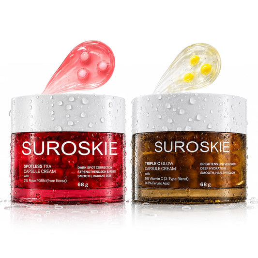 Suroskie Spotless Capsule Cream 68g | Korean Skin Care For Women & Men | For Pigmentation & Dark Spots | Skin Brightening & Deep Hydration | All Skin Type (Combo Vitamin C & Spotless)