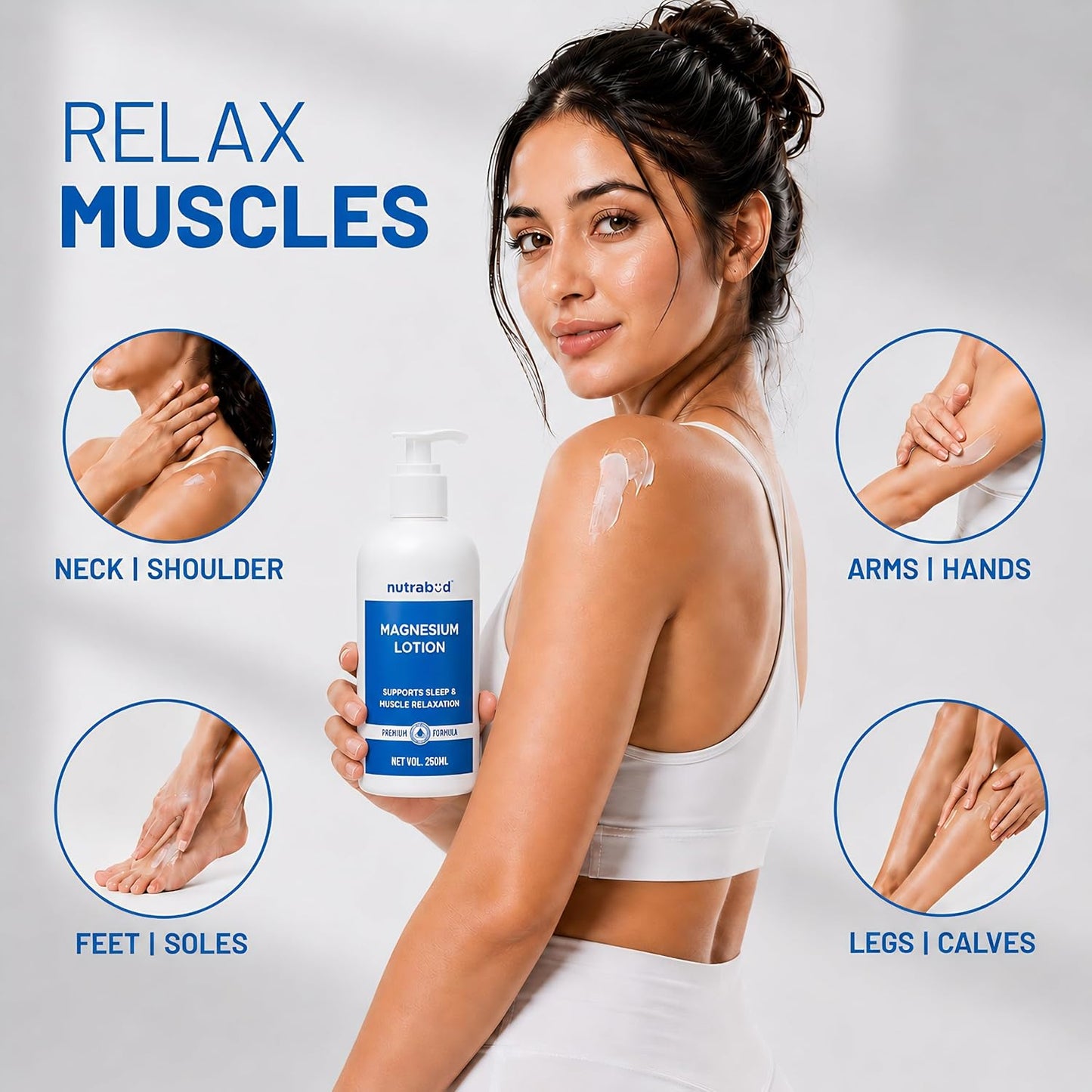 Nutrabud Magnesium Sleep Body Lotion - 250ml | Topical Magnesium Chloride Supplement for Muscle Recovery, Better Sleep | Magnesium Oil Supports Deep Sleep, Recovery from Cramps, Fitness (250ml (Pack of 1))