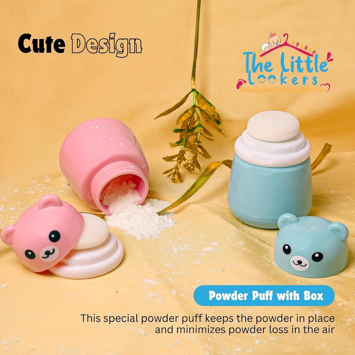 THE LITTLE LOOKERS Baby Powder Puff | Baby Powder Puff With Box | Powder Puff With Box Holder Container | Powder Puff For Babies | Puff Powder Box (Panda-Blue),Pack Of 1