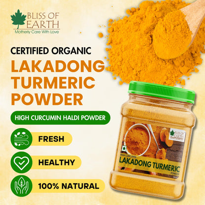 Bliss of Earth Lakadong Turmeric Powder From Meghalaya, Organic Haldi Powder, High Curcumin Turmeric Powder, 500gm