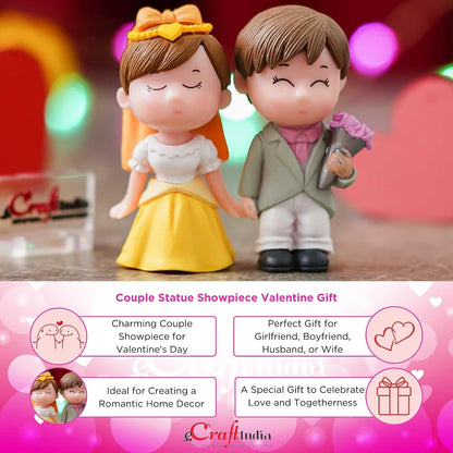 eCraftIndia Couple Showpiece Valentine Gift for Girlfriend Boyfriend Husband Wife Special Love Her Him | Valentine Day Decoration Items