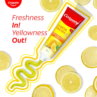 Colgate Lemon Fresh Gel Toothpaste | Tooth Paste Fights Yellowness of Teeth | Colgate Paste Toothpaste with New Fresh Flavor (120gm)