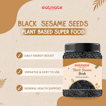 Eatmate Premium Black Sesame Seeds 250 g | Raw Kala Til Seeds for Eating, Cooking & Baking | Nutrient Rich Indian Spice | Pure Natural Black Til | High Calcium & Antioxidants Whole Sesame