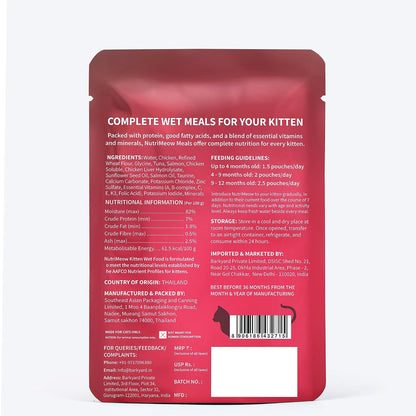 NutriMeow Chicken in Gravy Wet Kitten Food - 80gm | Protein-Packed, Healthy & Tasty Cat Pouch | Complete & Balanced Nutrition for Growing Kittens | Suitable for Persian & All Cat Breeds