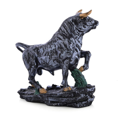 Feng Shui Charging Bull Resin Statue | Running Bull Home Decor Idol Statue - Contemporary Art Piece for Elegant Interiors(12x12 Inches)