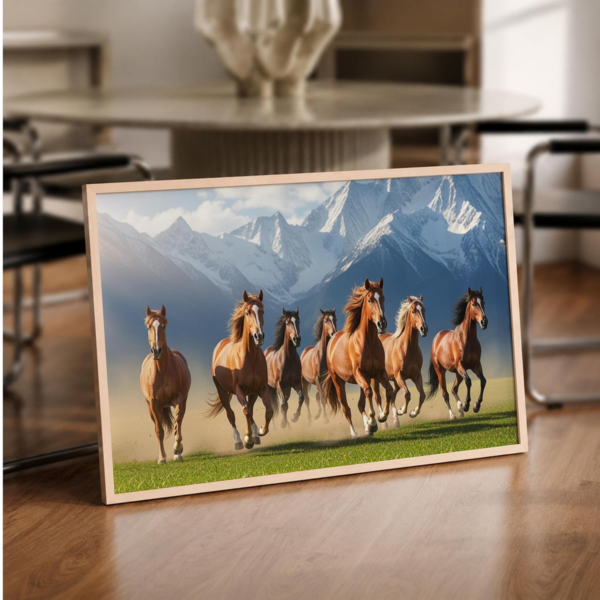 7 Horse Vastu Wall Painting (Landscape Collection) (Natural, Design 08, 13x19 Inch)