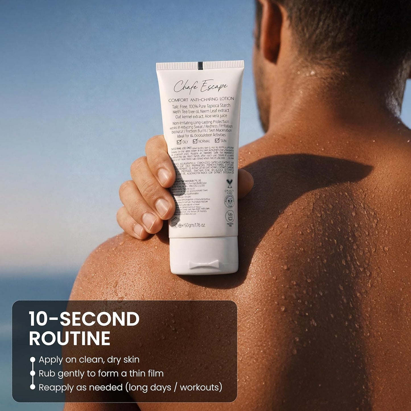 Personal Touch Chafe Escape Anti Chafing Cream for Inner Thighs & Underarms | Sweat & Friction Protection Cream | Talc Free, Non-Greasy, Quick Absorbing | For Sports & Daily Use | Unisex | 50 g