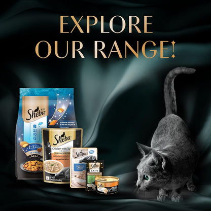 Sheba Rich Premium Adult (1+ Years) Wet Cat Food, Fish with Dry Bonito Flavour, 35 g Pouch (Pack of 12), High-moisture wet food for healthy hydration