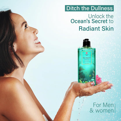Ayouthveda Bio Marine Shower Gel for Men & Women | Enriched with Lotus, Stone Flower & Water Chestnut | Detoxifies, Moisturizes & Rejuvenates | 250 ml