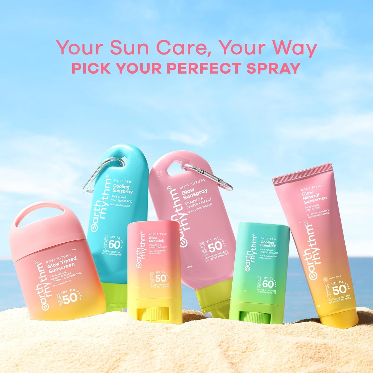 Earth Rhythm Rosy Ritual Glow Sunstick SPF 50 PA ++++ with Vitamin C & Carrot Extract.In Vivo Tested