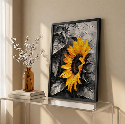 Sunflower Monochrome Framed Wall Art, Black, 10x13 Inches