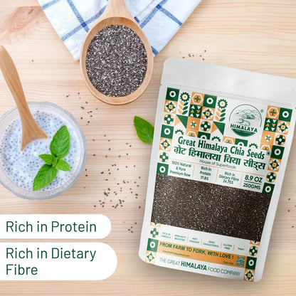 Great Himalaya Chia Seeds 250gm | Rich in Omega 3 Fats dietary Fiber & Protein | Helps in Weight Management, Raw Chia Seeds for Eating