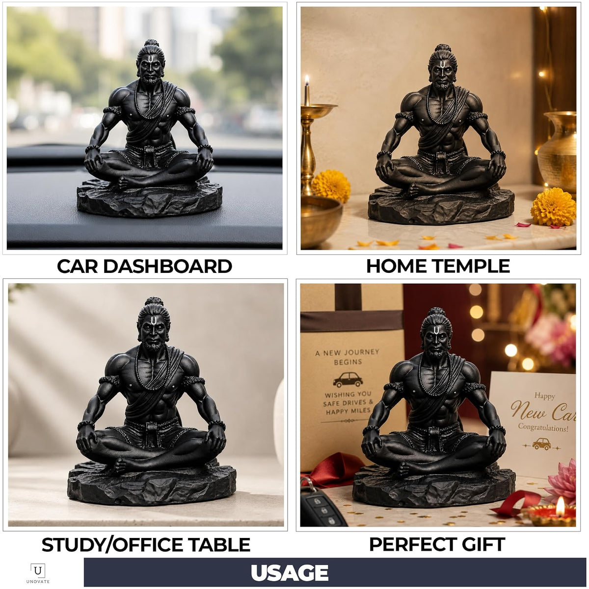 UNOVATE Lord Hanuman Idol for Car Dashboard, Home, Office, Hanuman Murti