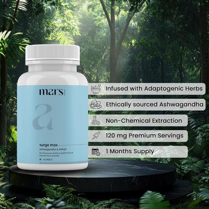 Mars Natural Surgemax Caps : Powered with Shilajit and Safed Musli | Natural Energy Booster | Strength,Stamina,Immunity, 60 Capsule