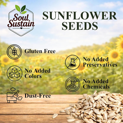 SoulSustain Sunflower Seeds, Shelled Sunflower Kernels for Snacking, Baking, Salads and Trail Mix, Vegan Protein, Keto Friendly, Non GMO, Bulk Snack Food