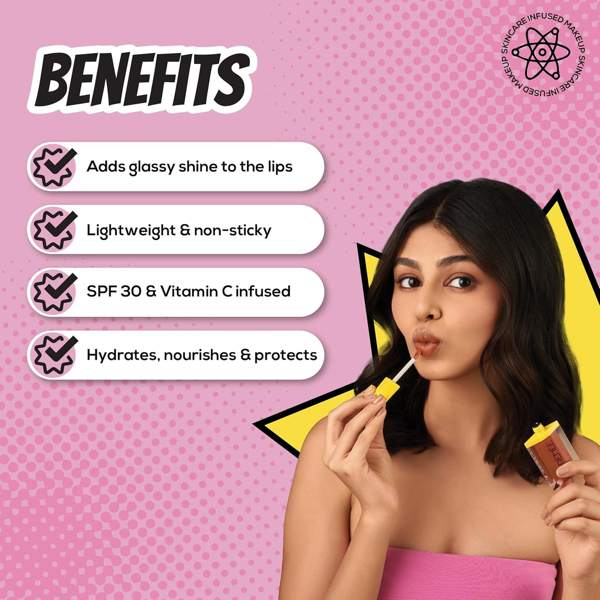 RENEE Everyday Lip Gloss - Honey Dew, Lightweight & Non-Sticky, with Subtle Tint, Hydrates, Nourishes & Protects with Spf 30, Enriched with Vitamin C, Cruelty-Free Skincare Infused Makeup, 3.5 Ml