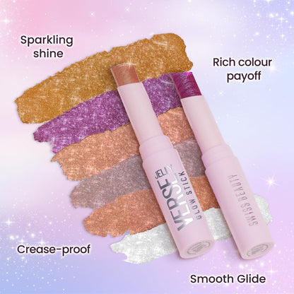 Swiss Beauty Jelly Verse Eyeshadow Glow Stick | Rich Colour Payoff | Crease-Proof | Sparkling Shine | 6 Stellar Shades | Shade- 1. Star Shower, 3g