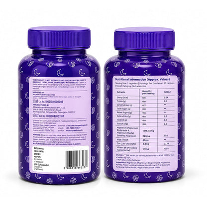 What’s Up Wellness MagBliss Magnesium Supplement| Magnesium Glycinate,Malate, Zinc & B6| Sleep, Cramps, Recovery, Nerve & Muscle Function| Men & Women| High Absorption & Clinically Proven| 60 Capsules