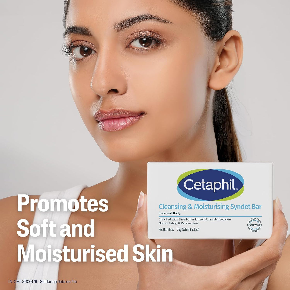 Cetaphil Cleansing and Moisturising Syndet Bar, Shea Butter,For Face & Body, Sensitive skin, 75g