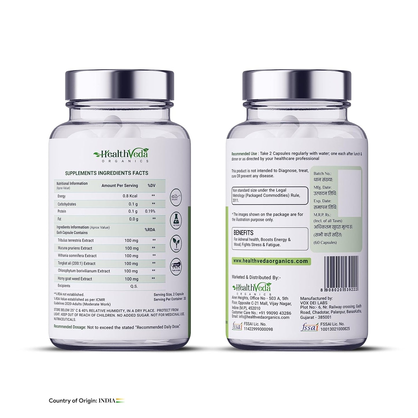 Zephivo HEALTH VEDA ORGANICS PRIVATE LIMITED Timer For Men | Enhances Immunity, Improves Energy Levels & Boosts Strength | 60 Veg Capsules