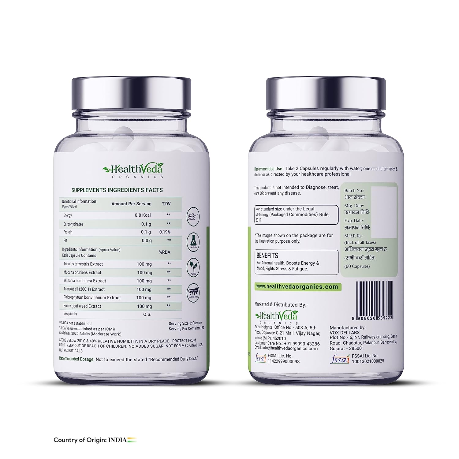 Zephivo HEALTH VEDA ORGANICS PRIVATE LIMITED Timer For Men | Enhances Immunity, Improves Energy Levels & Boosts Strength | 60 Veg Capsules