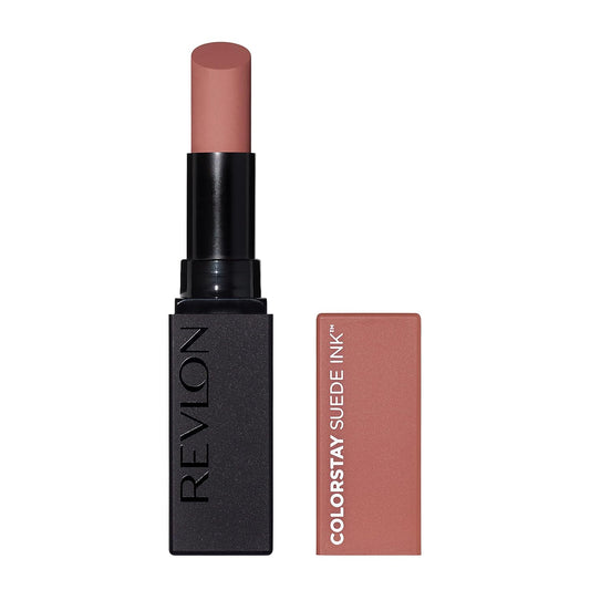 Revlon Lipstick, ColorStay Suede Ink, Built-in Primer, Infused with Vitamin E, Waterproof, Smudge-proof, Matte Color, 002 No Rules, 2.55 g