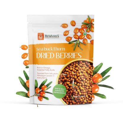 Krishna’s Sea Buckthorn Dried Berries - 100g | Natural Himalayan Berries | Raw & Unprocessed | Rich in Omega 3, 6, 7, 9 & Natural Vitamin C | No Added Sugar or Preservatives