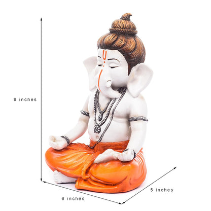 Polyresin Rajasthani Man and Women Statue (15.01 cm x 13 cm x 23.01 cm, Cream and Orange)