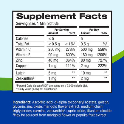 Supplement facts label with nutritional information on a blue background