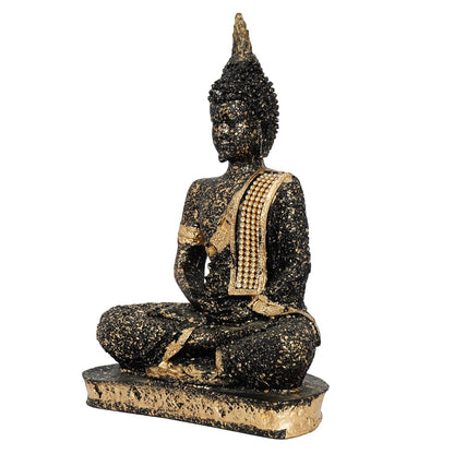 eCraftIndia Golden Black Meditating Lord Buddha Idol for Home Decor Living Room Office | Gautam Buddha Statue Gift for Diwali Housewarming Birthday Buddha Purnima