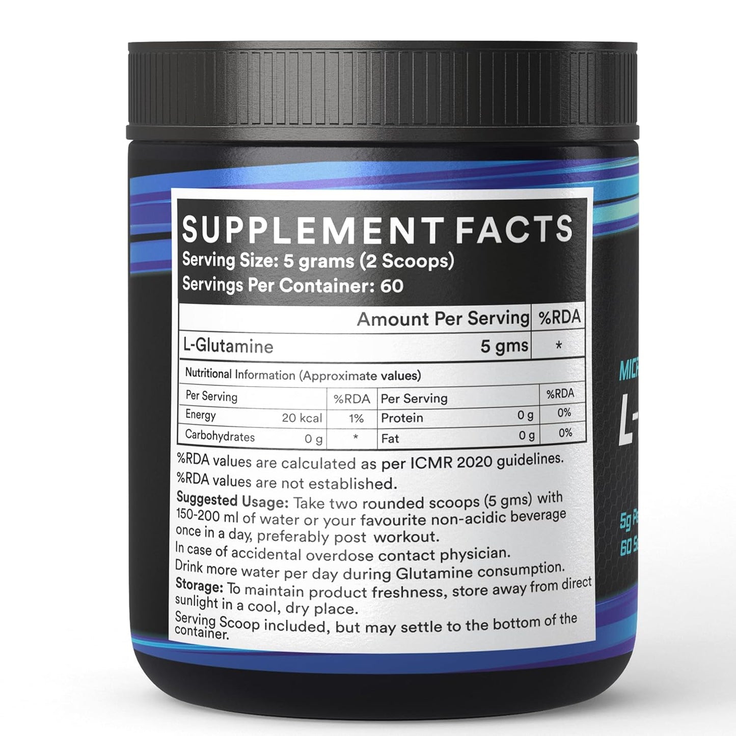 INLIFE L Glutamine Powder 5000mg | L Glutamine Supplement for Men - Unflavoured - 60 SERVINGS - 300g