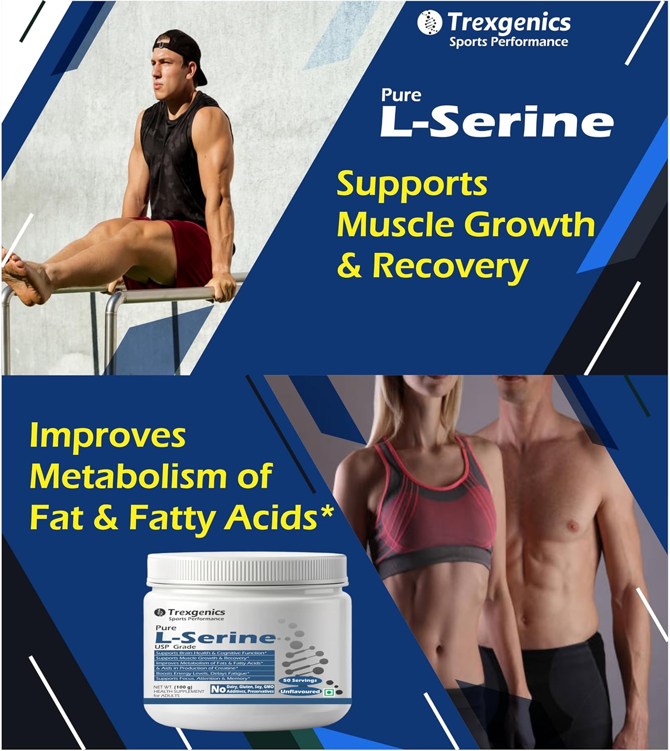 Trexgenics L-SERINE USP grade Pure Powder 50 servings of 2 gram (100 gram)