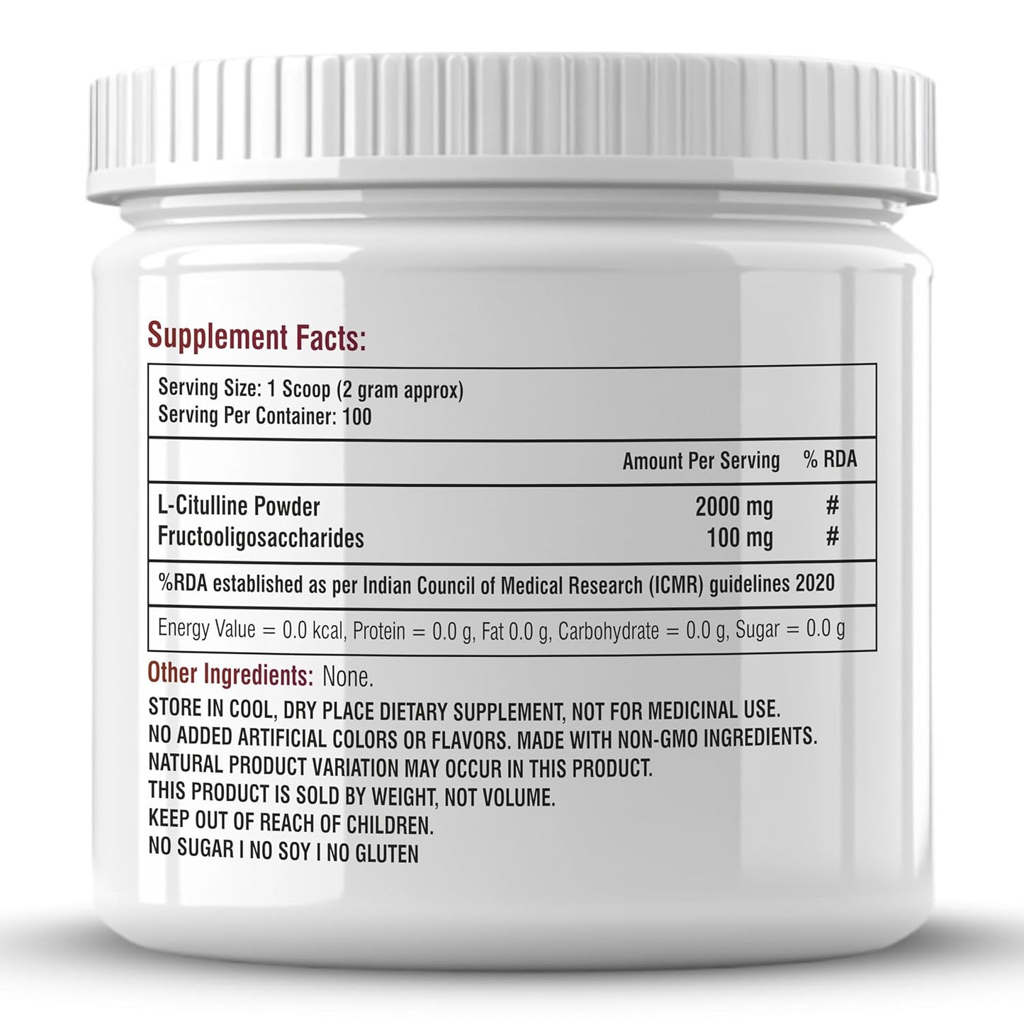 Biotrex Nutraceuticals L Citrulline Powder 2000mg | Supports Endurance & Muscle Pump | Production of Creatine | Enhances Athletic Performance | Unflavoured - 200Gram (100 Servings)