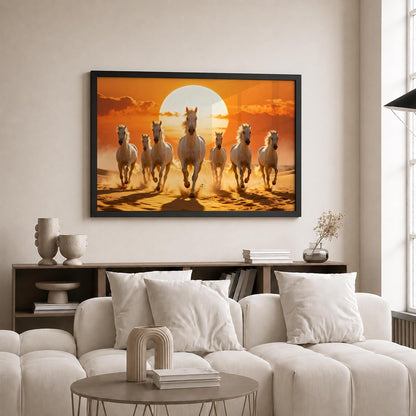 7 Horse Vastu Wall Painting (Landscape Collection) (Natural, Design 16, 48L x 33W cm)