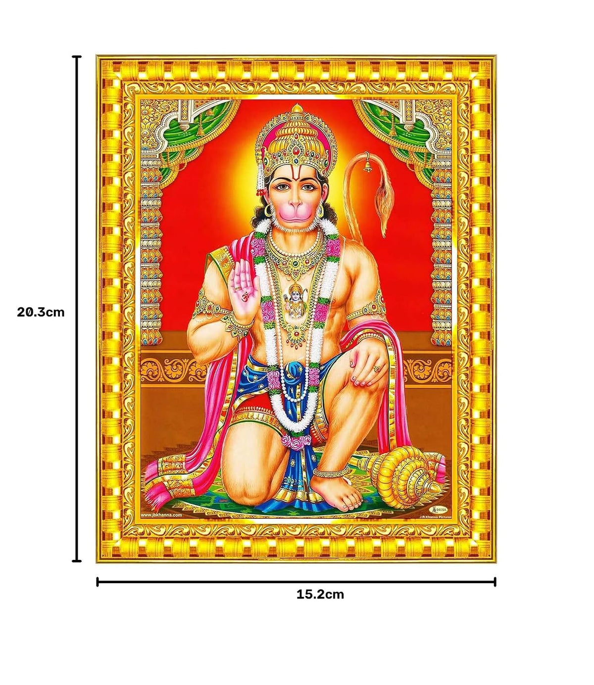 Lord Hanuman Ji Hanumanji Jai Bajrangbali Wall Painting Framed Home Decor (Wood,Acrylic,Gold,Small Size,6x8 Inch) R756S